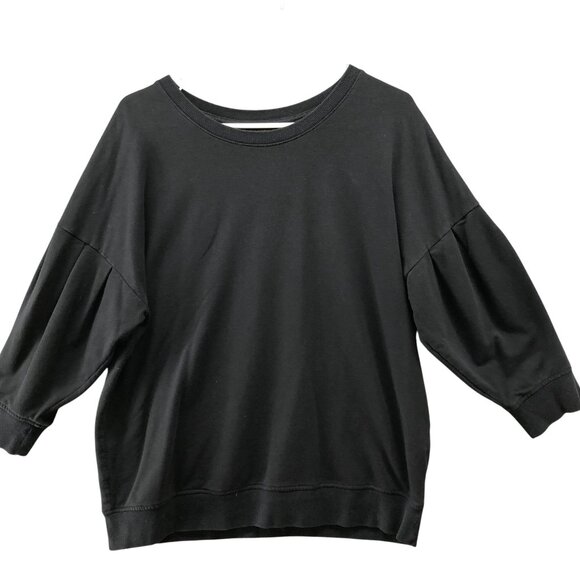 Banana Republic Balloon Sleeve Sweatshirt Womens L Black Crewneck Relaxed - Picture 1 of 9